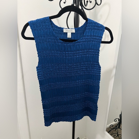 dressbarn Textured Blue Tank Top - Picture 1 of 6